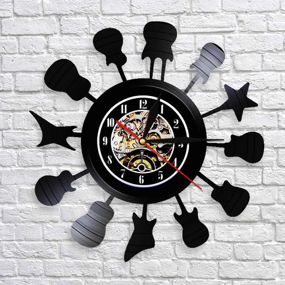 Акустическая гитара силуэта в кружке музыкальные комнаты настенные