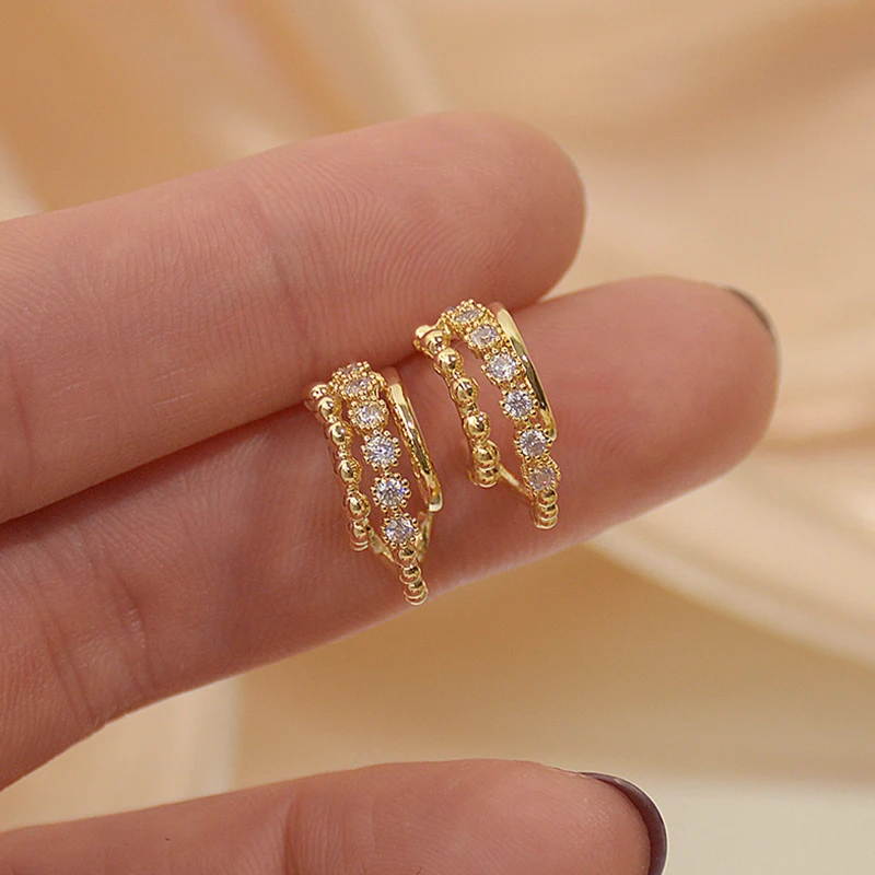 

Серьги-гвоздики женские из золота 14 к в японском и корейском стиле