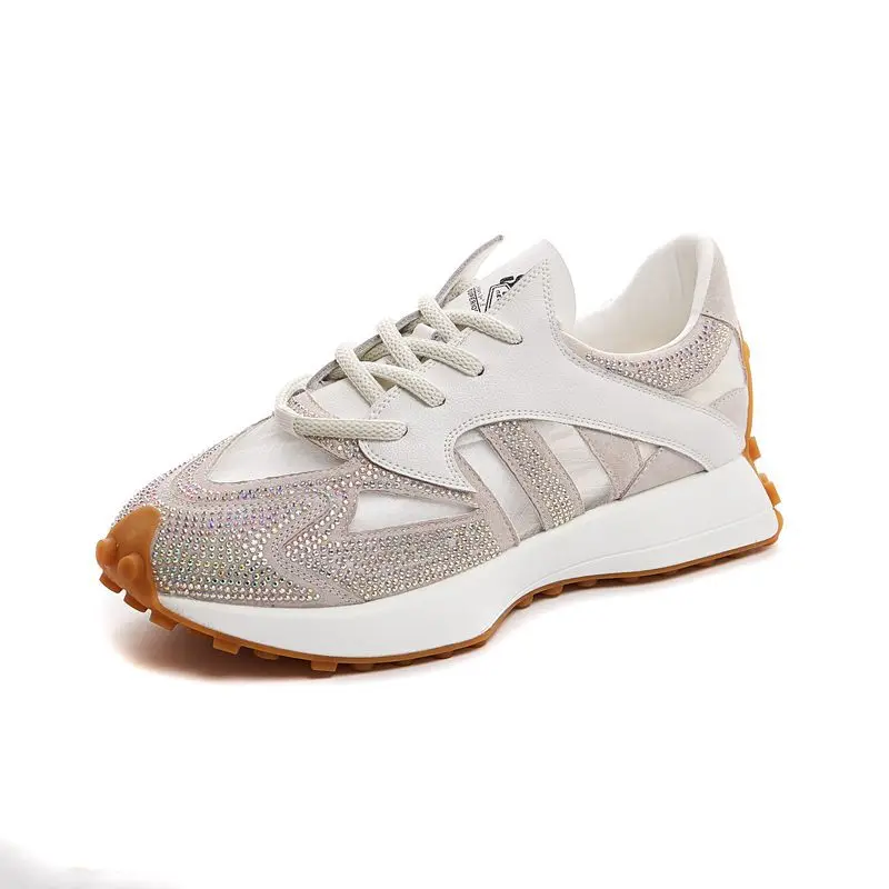 

2021 spring and summer new women's casual sports shoes rhinestone mesh platform casual