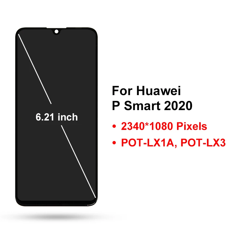 6 21 for huawei p smart 2020 lcd pot lx1a pot l21a display screen touch digitizer replacement parts for p smart 2020 display free global shipping