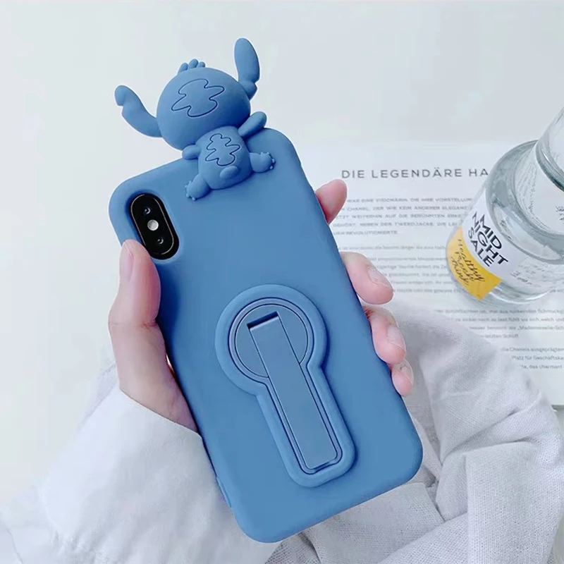 Blue Роскошный милый чехол из 3D стежка поддержка Мягкий силиконовый чехол для телефона для iphone 6 S 6 S plus 7 7 plus, 8, 8 plus, X 10 XR XS Max 11 Pro розовая задняя крышка - Цвет: Blue