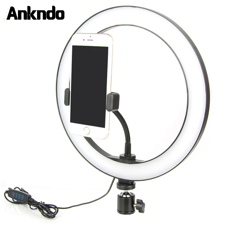

ANKNDO Selfie Ring Light Photography Led Selfie Lamp with Tripod Stand Usb Charge Dimmable fill light For Live Video Streaming