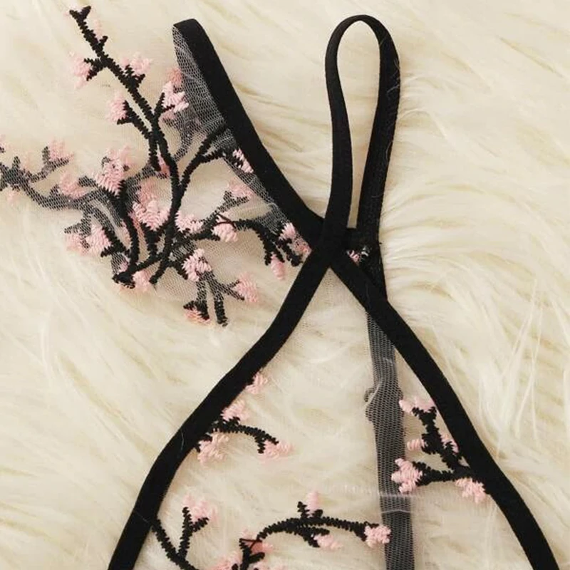 Сливы прозрачный бюстгальтер Для женщин сексуальный кружевной пряжи набор