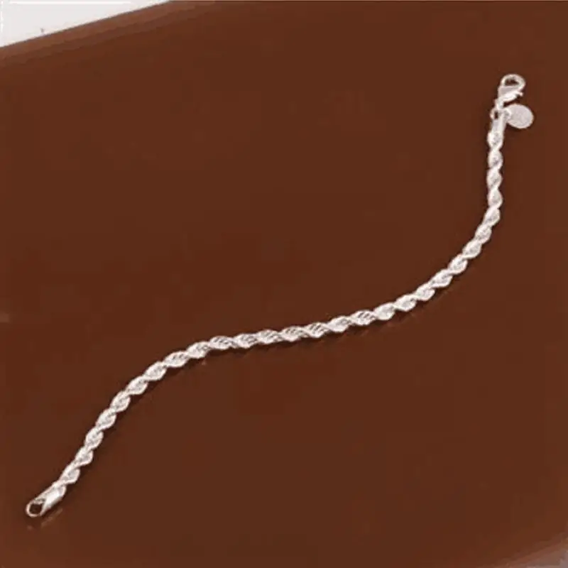 

Brand Charm Bracelets & Bangles 925 sterling Silver Color Women Elegant Fashion Wedding Party Jewelry NEW Rough Water Wave 20 Cm