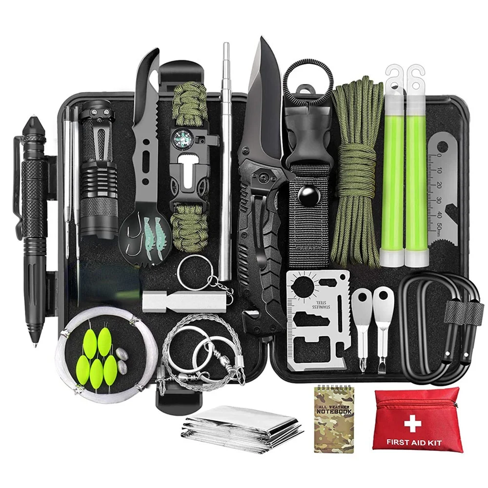 

Survival Kit 72-in-1 Outdoor Survival Tool Set Multifunctional Wilderness Survival First Aid Kit Emergency Supplies