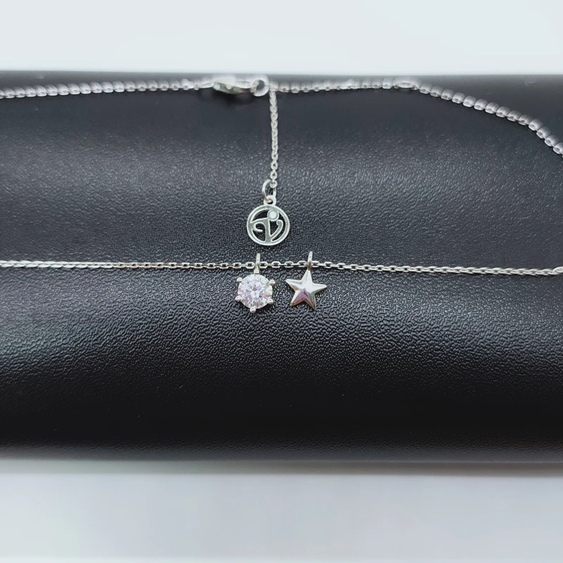 

Start Pendant 925 Sterling Silver Necklace With Cz 18K Gold Plating For Party