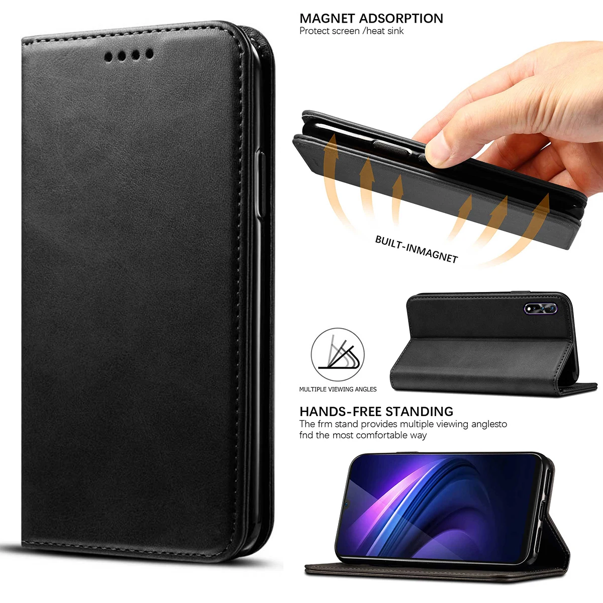 For Vivo IQOO NEO Calf Grain PU Leather Wallet Case Flip Stand Cover Protective Shell Anti-Scratch Shockproof with Card Holders | Мобильные