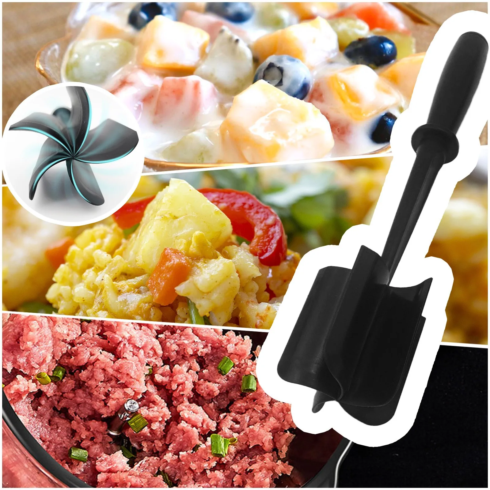 Meat Chopper Versatile Masher Kitchen Tool Ground Beef Durable Non-scratch Hamburger Choppers | Дом и сад