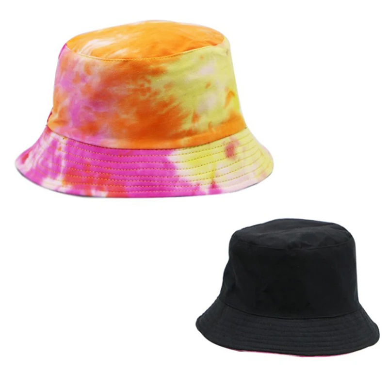 

Bucket Hat For Beach Sport Spring And Autumn European And American Fashion Tie Dyed Cotton Rendering Colorful Famous Caps