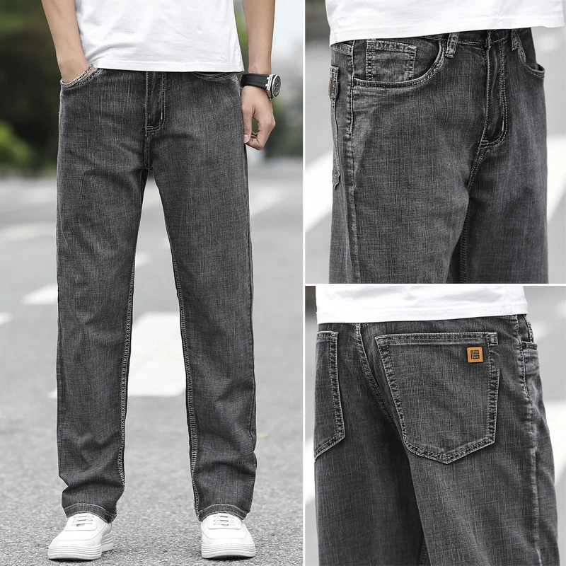 Новинка мужские классические джинсы Lyocell из ткани модные повседневные свободные