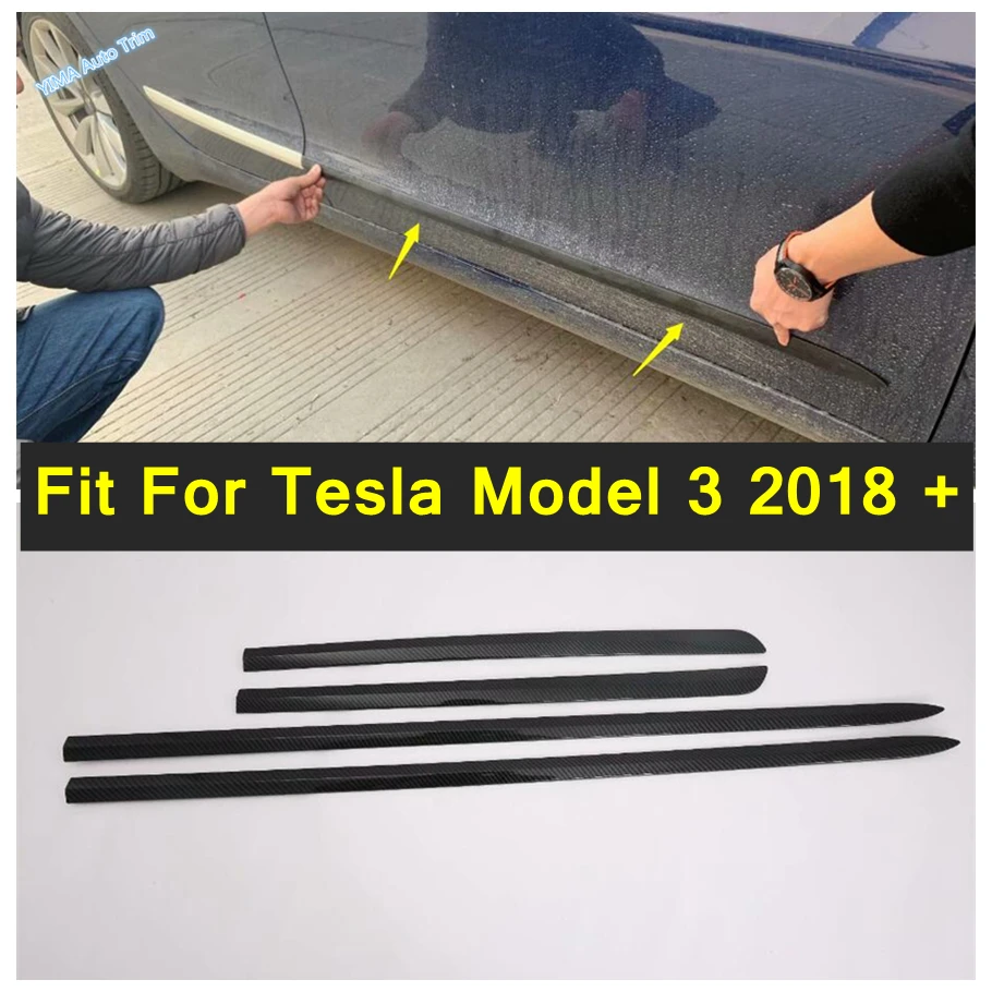 

Car Exterior Door Body Molding Lower Bottom Sill Strip Cover Trim Protector Fit For Tesla Model 3 2018 - 2020 Accessories