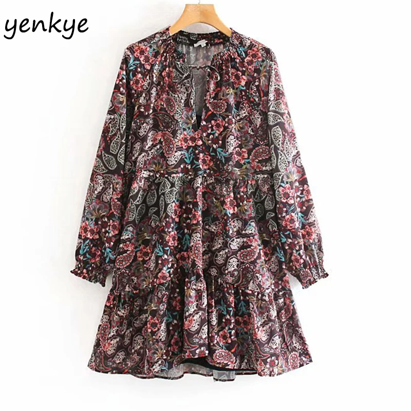 Женское платье с длинным рукавом винтажное плиссированное свободного покроя