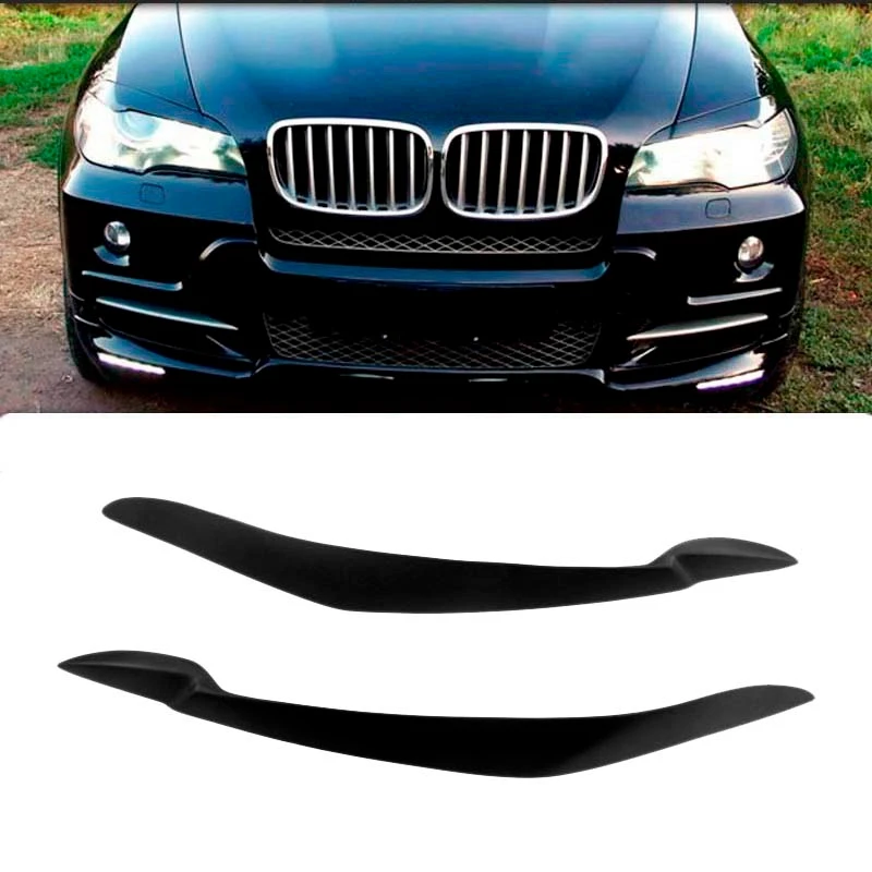

Глянцевая черная Автомобильная наклейка для BMW X5 E70 2007-2013, передние фары, Накладка для бровей и век