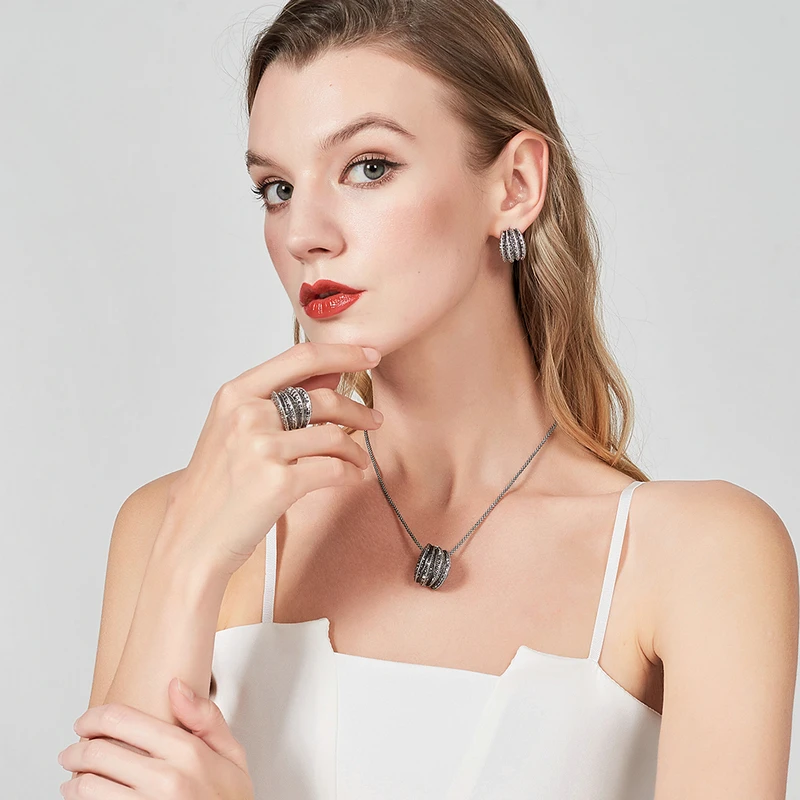 Nandudu новинка черный марказит мигание кольцо модный дизайн брендовые черные