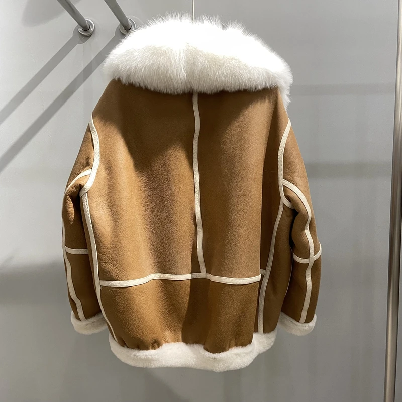 Женская шуба из натурального меха теплая Толстая куртка 2021 натуральной овечьей
