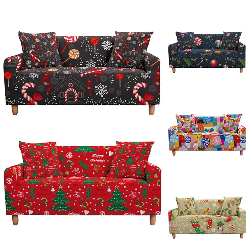 Christmas Xmas Elastic Sofa Cover for Living Room Sectional Corner Stretch Slipcover Couch tramo funda de sofá mariposa | Дом и сад