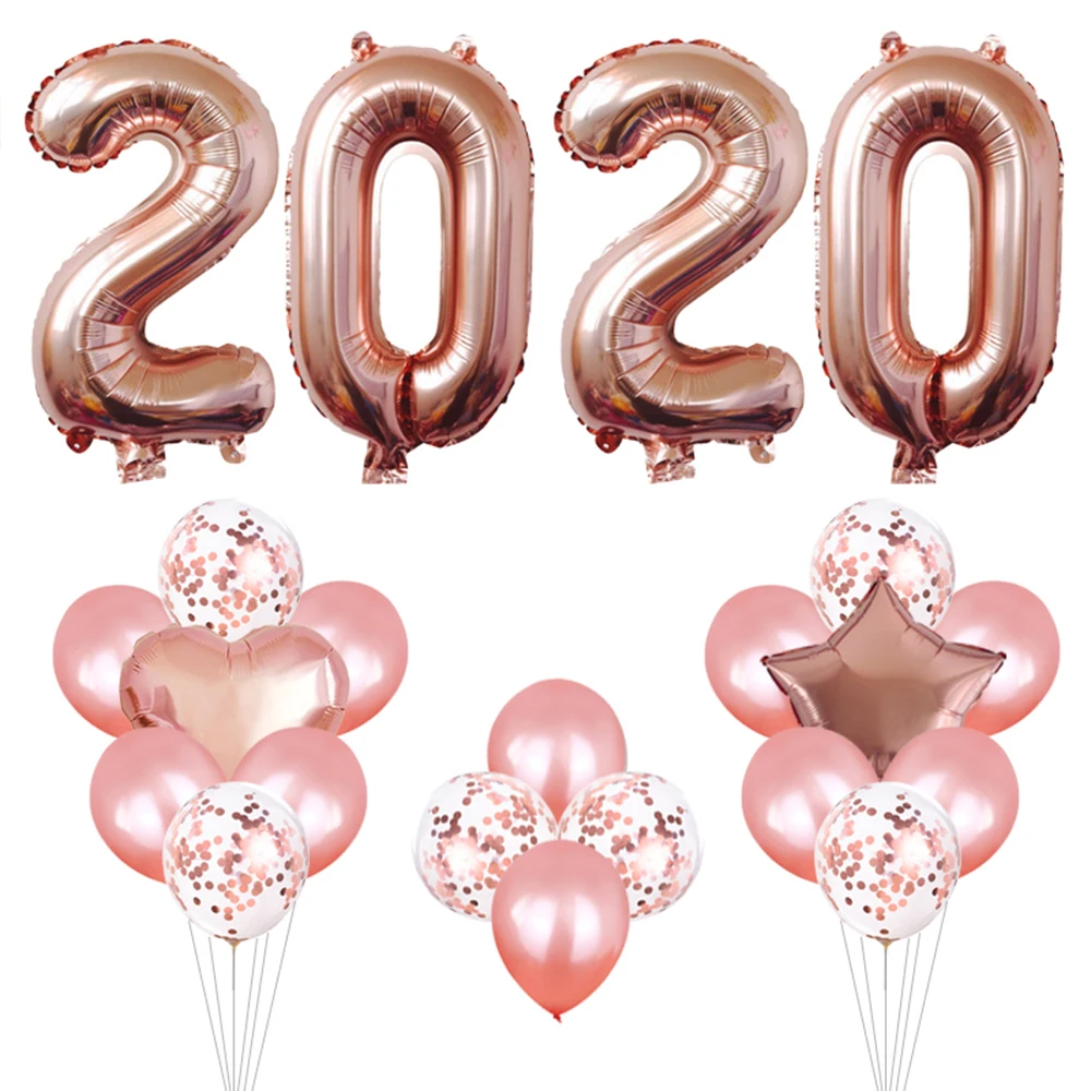 Rose Gold Счастливый год, аксессуары для украшения дома, воздушные шары, украшение, воздушный шар для свадьбы, дня рождения ребенка, комплект воздушных шаров в виде макаруна D30 - Цвет: Rose Gold