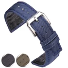 Ремешок из нейлона и натуральной кожи для часов, черный зеленый синий браслет со стальной пряжкой для Iwc 20 мм 21 мм 22 мм