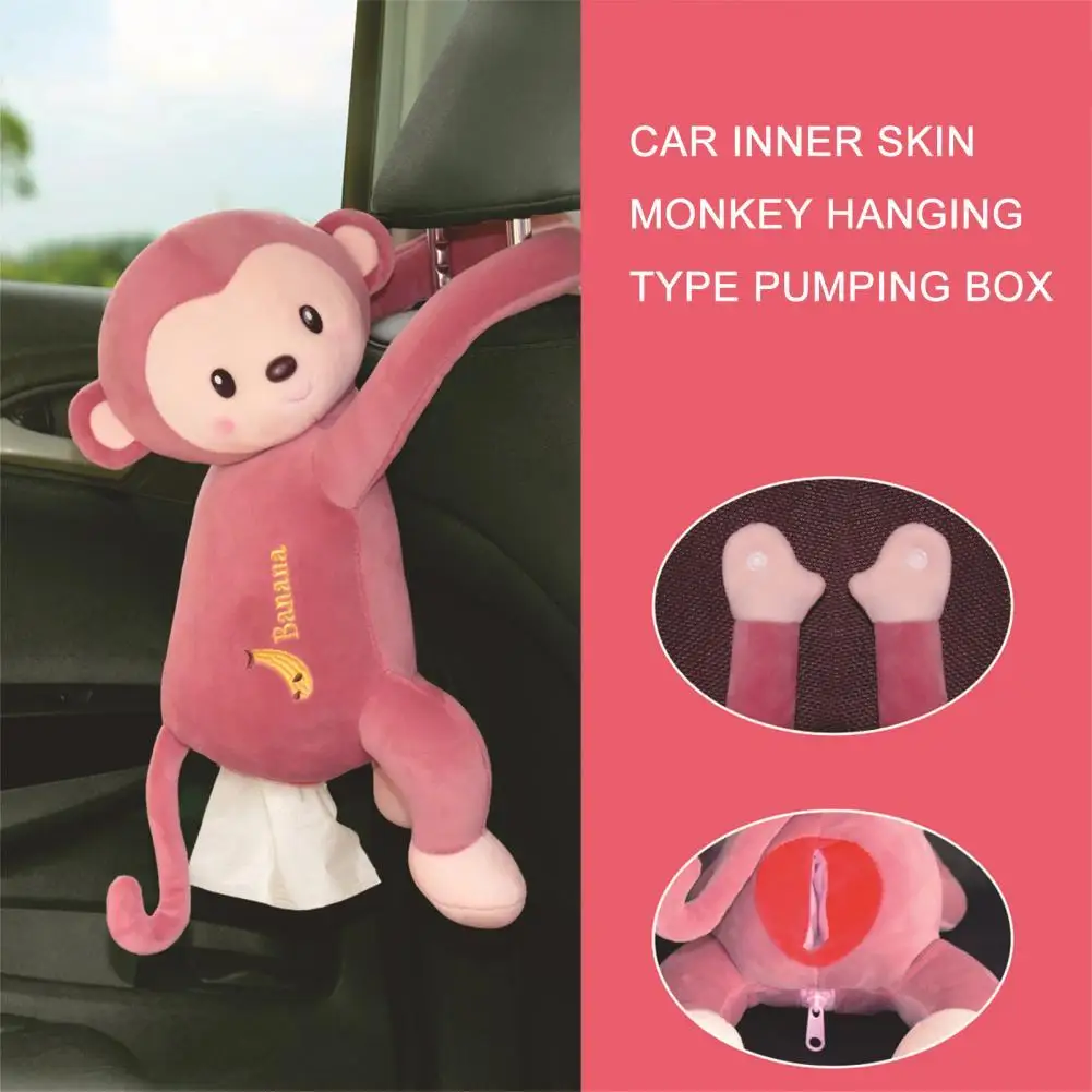 

Car Tissue Box Plush Monkey Hanging Type Cute Creative Tissue Case Holder for Home Car Hanging Type Cute Creative Tissue Case Ho