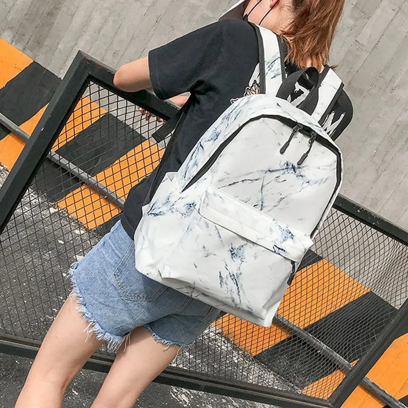 

Net Red Marble Pattern Student Personality Portable Women's Backpack