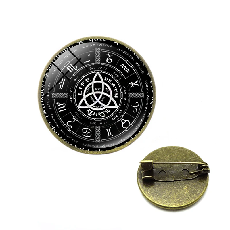 Брошь символ трикета кельтский узел троица крест брошь черный бархат булавки