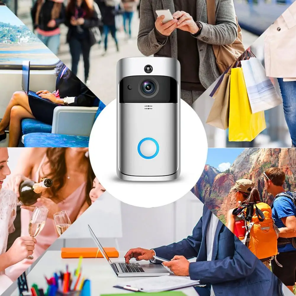 

Wifi Smart Doorbell Wireless Video Door Ring Intercom Camera Security Bell 720P Supports Night Vision