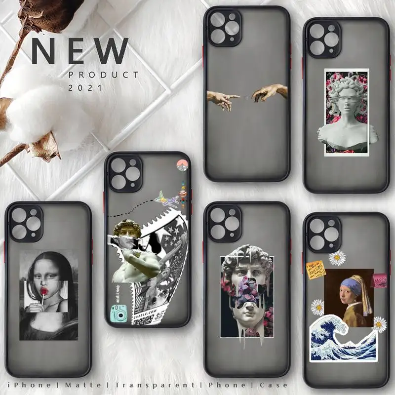 

Great Art Aesthetic David Mona Lisa Phone Case black matte transparent For iPhone 7 8 x xs xr 11 12 pro plus mini max Funda