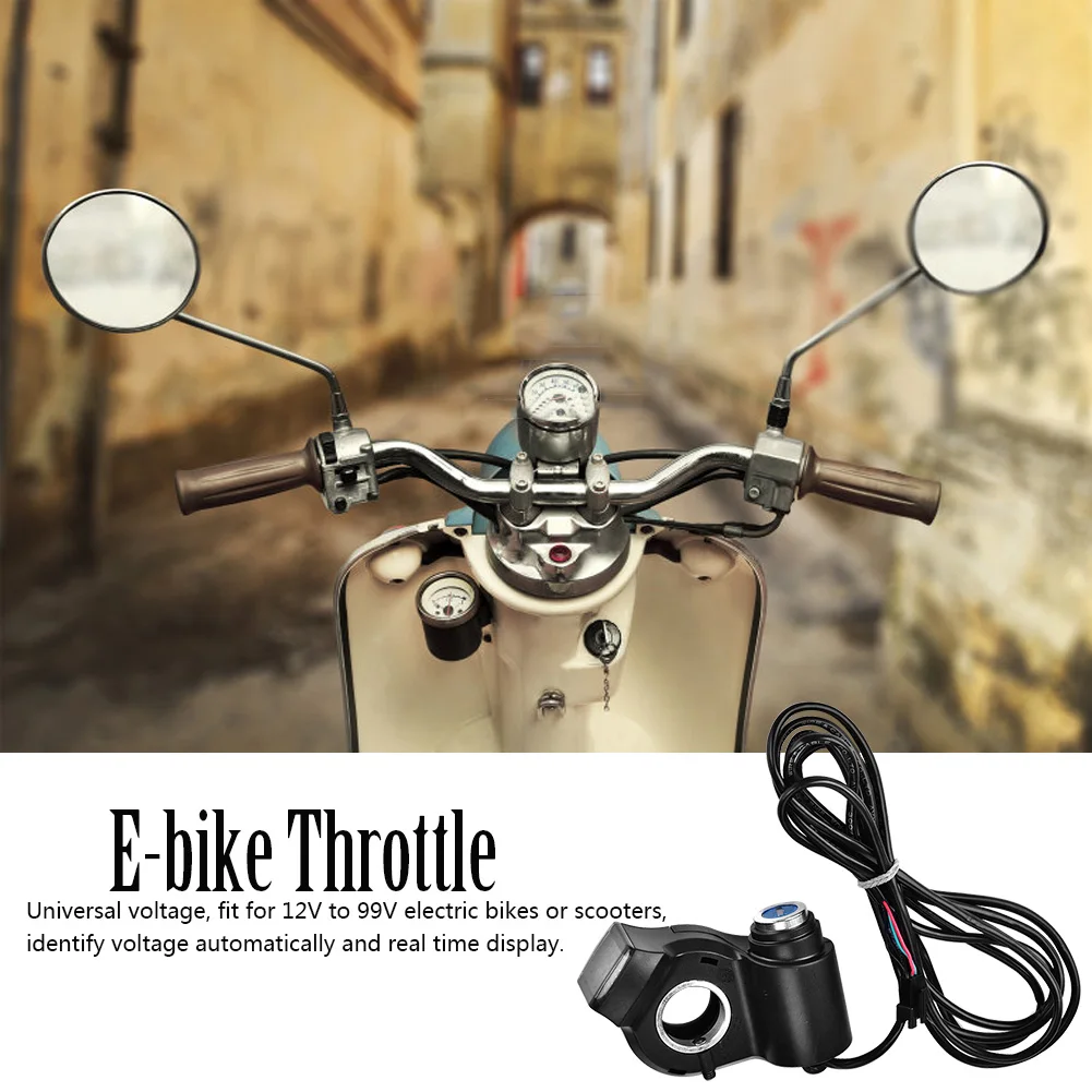 

12V-99V Electric Bike Half Wrist Throttle Grip Handle LED Display Indicator/Lock Key Knock Half Twist Throttle