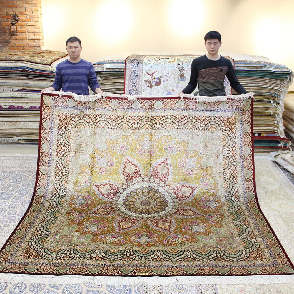 Kopen YILONG 8'x8 'vierkante Perzische Zijden Kleed Handgemaakte Prachtige Oosterse Zijde Thuis Tapijt (TJ066A-8x8)