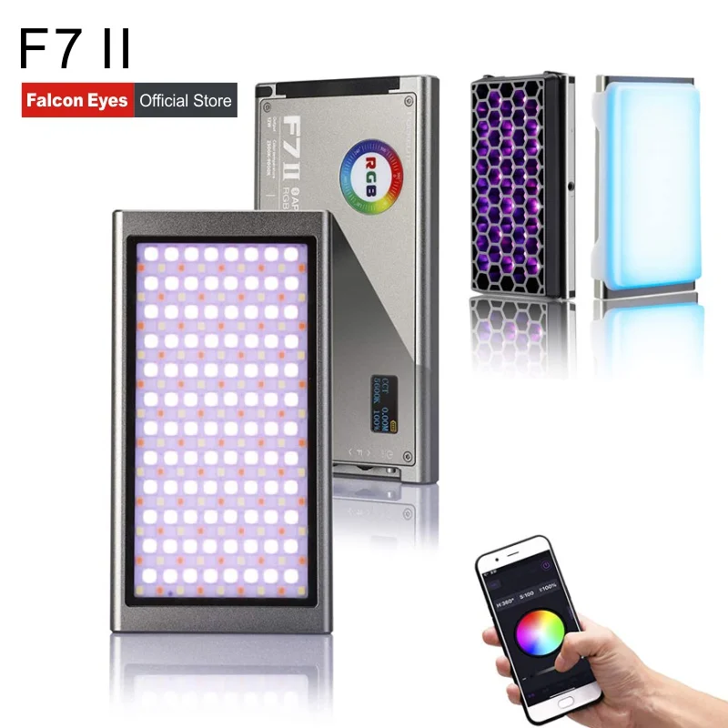 

Falcon Eyes RGB On Camera Video Light 12W APP Control Magnetic LED Fill Lamp с режимами создания эффектов с сотовой сеткой F7 II