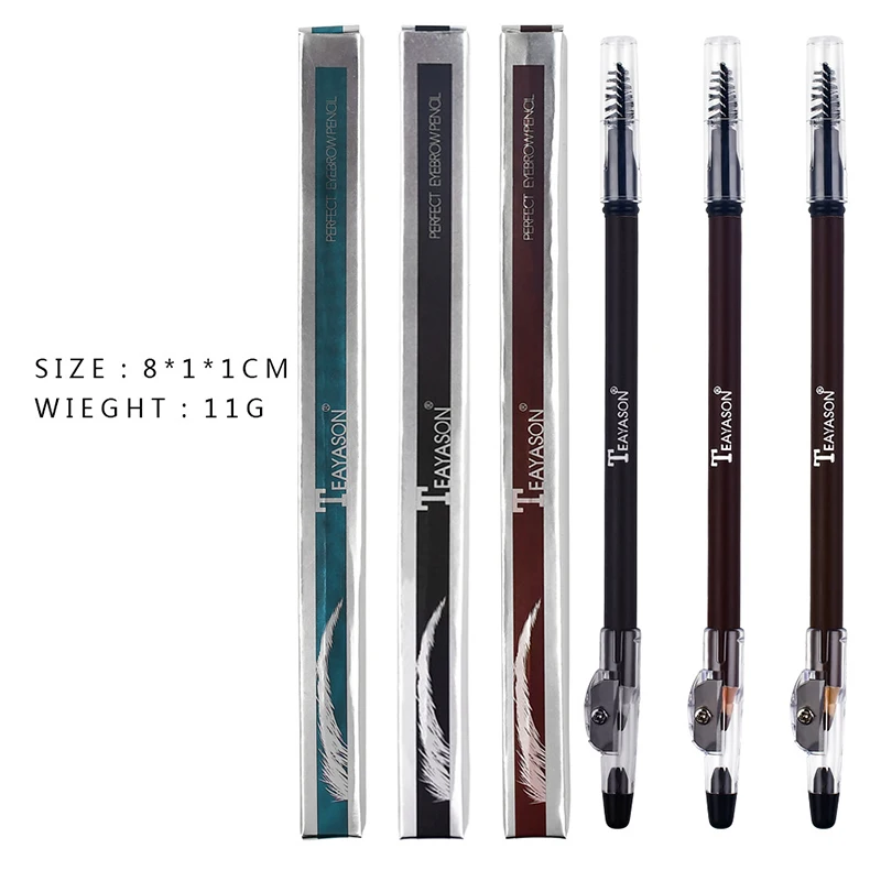 

Wooden Double Head Eyebrow Pencil With Pencil Sharpener Women's Cosmetics Long Lasting Non Halo Dye Professional Makeup 3 Color