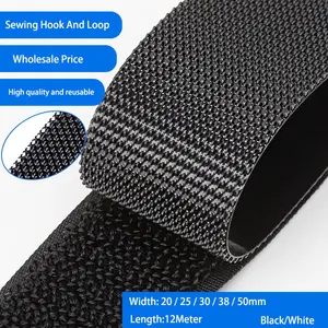 Imported 12M/Pairs Hook and Loop High Quality Sew-on Fastener Tape Nylon Strips Fastener for Home Office Scho