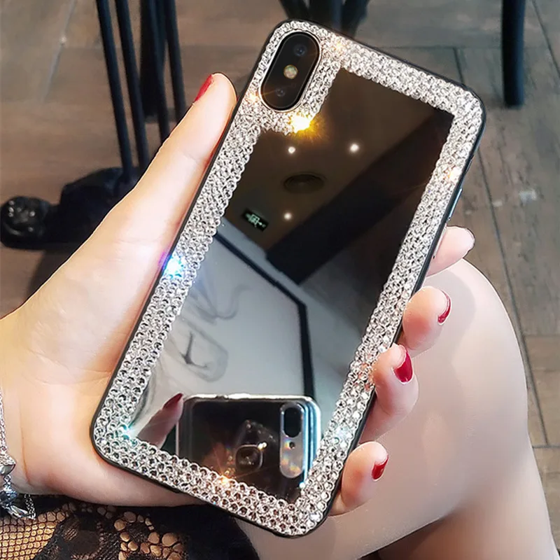 Роскошный Алмазный зеркальный телефонный чехол со стразами для iPhone 11 Pro Max X XR XS 12