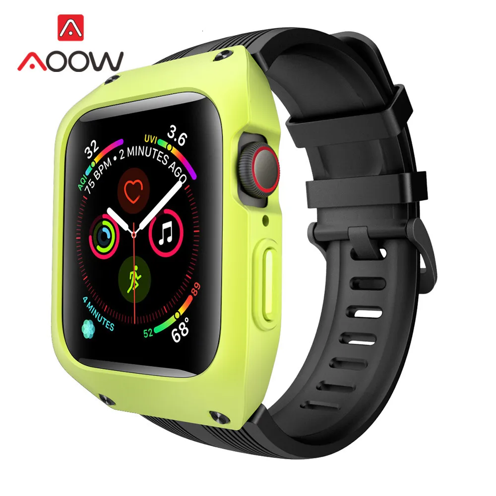 Силиконовый ремешок для часов с чехол для iWatch Apple Watch Series 4 44 мм Собранный защитный чехол для браслета