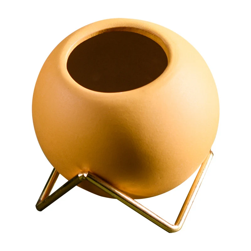 

Nordic Ball Iron Ceramic Small Flower Pot Desktop Stand Vase Decoration Ornament Simulation Floral Plant Flower Arranging Device