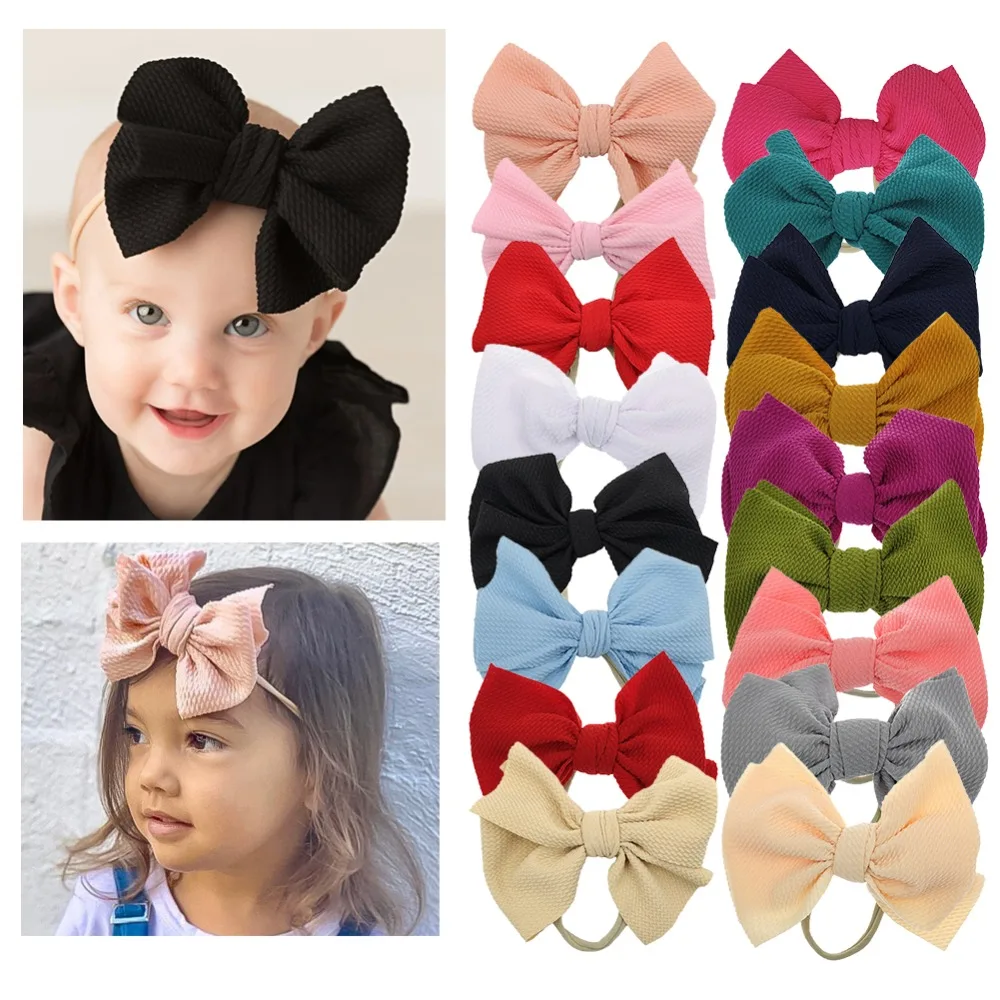 Нейлоновые повязки на голову для маленьких девочек 17 цветов эластичные волос