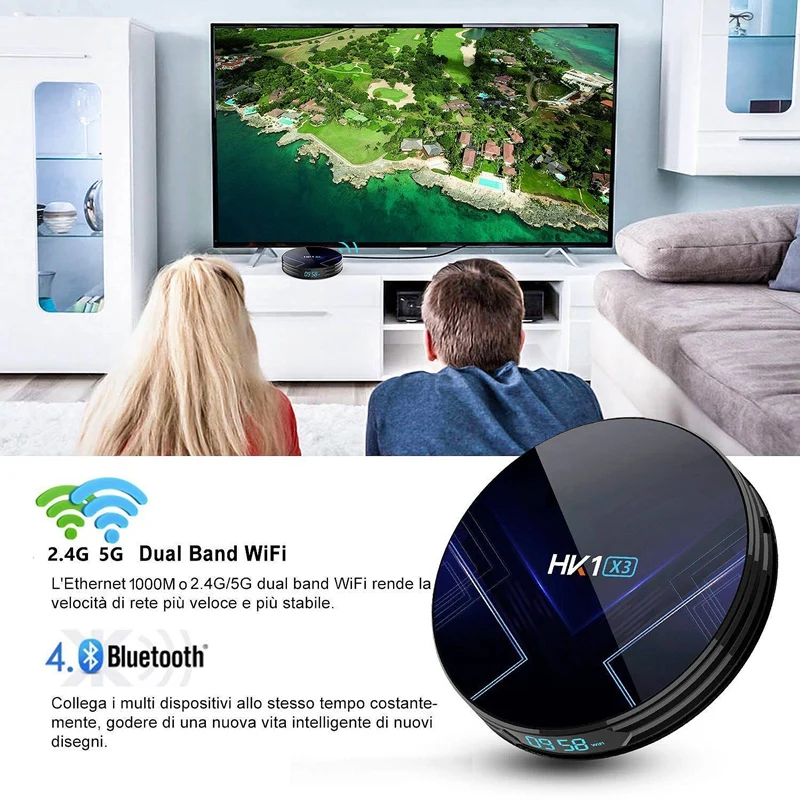 

HK1 X3 Android 9.0 S905X3 Smart TV Box 4GB DDR3 128GB 2.4G 5G Player