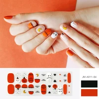 16 postspiece cartoon pumpkinghost nail art stickers uv gel polish nail mouse cat full cover colorful nail polish stickers