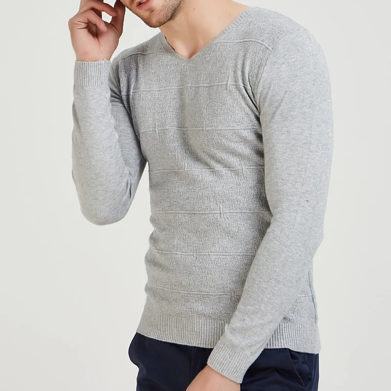 Мужской повседневный облегающий пуловер и свитер для мужчин однотонный