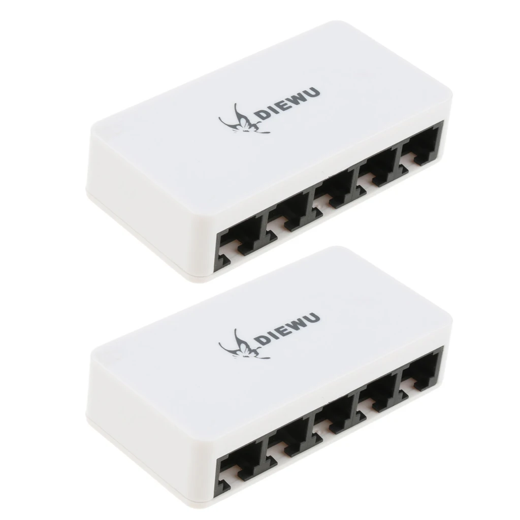 2 шт. 10/100 м 5 портов Блок питания Micro USB Fast Ethernet RJ45 сетевой коммутатор для ПК