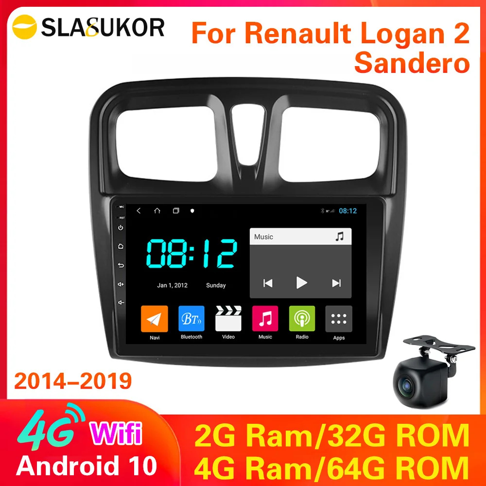 Автомагнитола 2 Din 4G Android 10 мультимедийный видеоплеер для Renault Logan Sandero 2014 2019