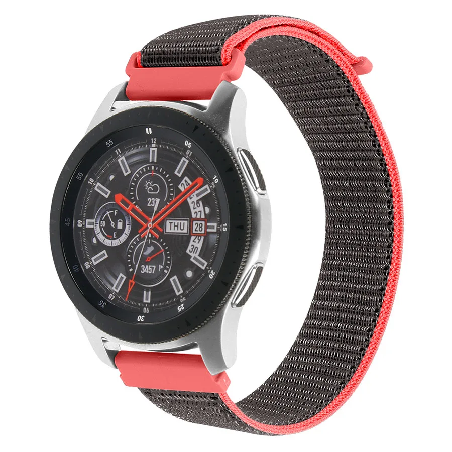 Black Red Gear s3 Frontier ремешок для samsung galaxy watch 46 мм 22 мм ремешок для часов спортивный тканый нейлоновый холщовый ремешок для часов huawei watch gt ремешок - Цвет ремешка: Black Red