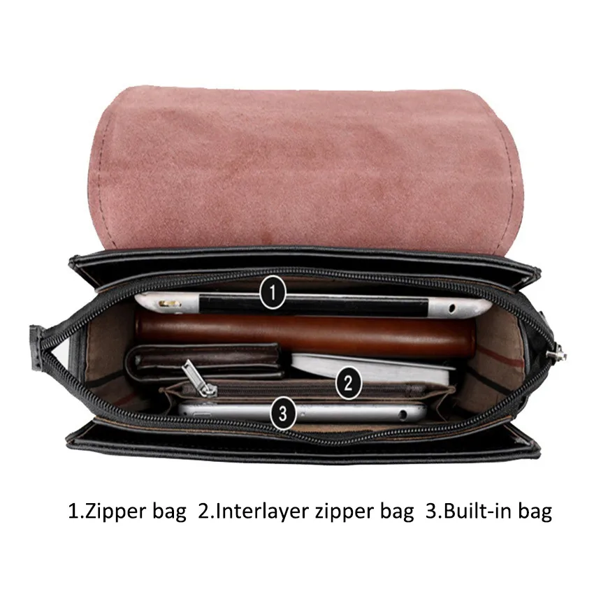 JNKET New Combination Lock Men's Shoulder Bag Fashion PU Leather Sling Bag Casual Crossbody Bags Large Capacity Messenger Bag