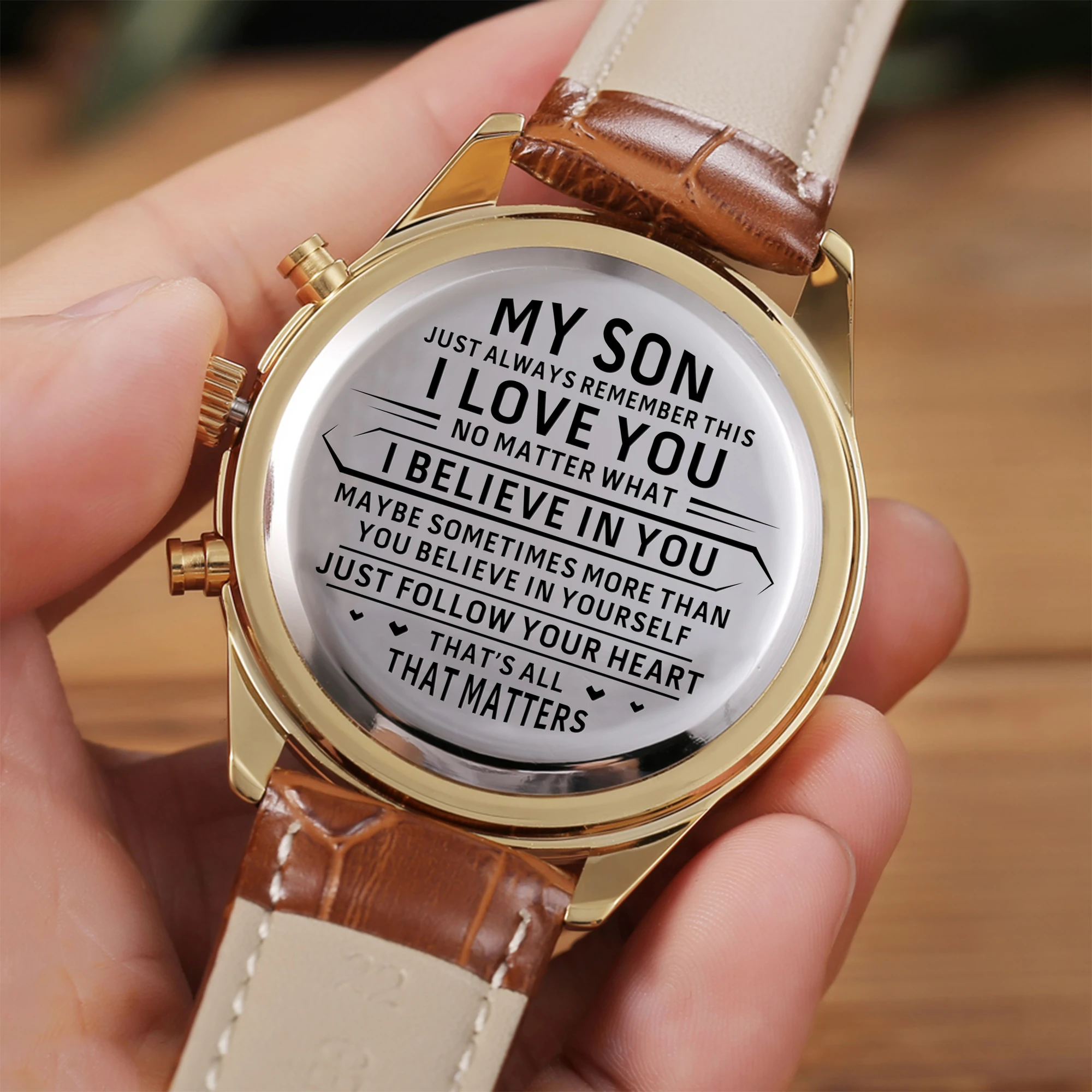 

To My Son-You'Re Capable Of Achieving Anything You Put Your Mind Engraved Watch Engraving Men’s Fashion Watch Christmas present