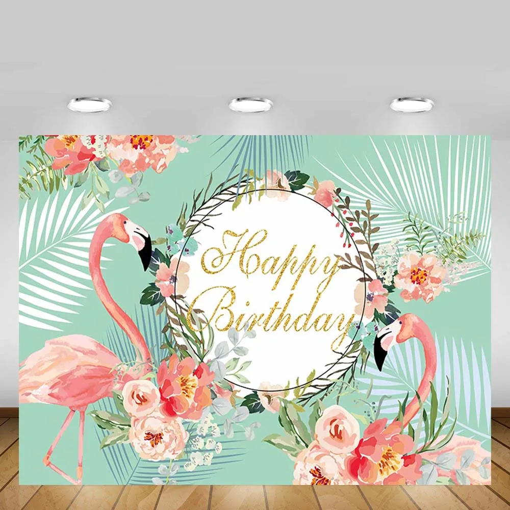 

Mehofond Flamingo Photography Backdrop Adult Baby Birthday Summer Tropical Garland Flower Backgrounds Photocall Photo Studio