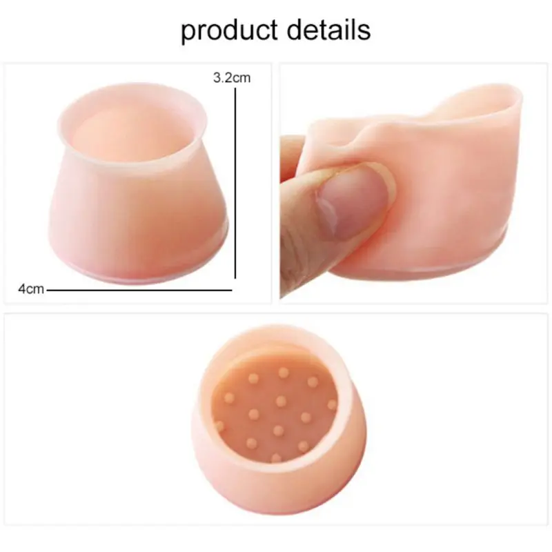 

4pcs Silicone Chair Leg Caps Feet Pads Furniture Table Covers Socks Floor Protectors Round Bottom Non-Slip Prevent Scratches Cup