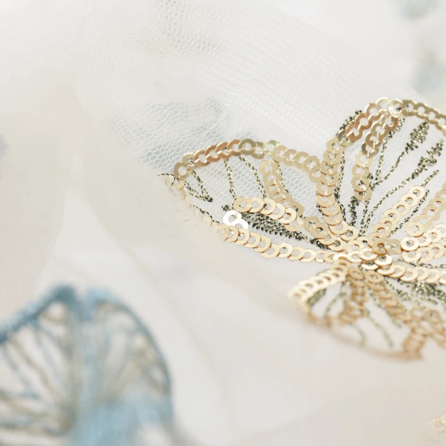 5 ярдов бабочка сетка hanfu ткань многоцветная вышивка бусина в виде бабочки