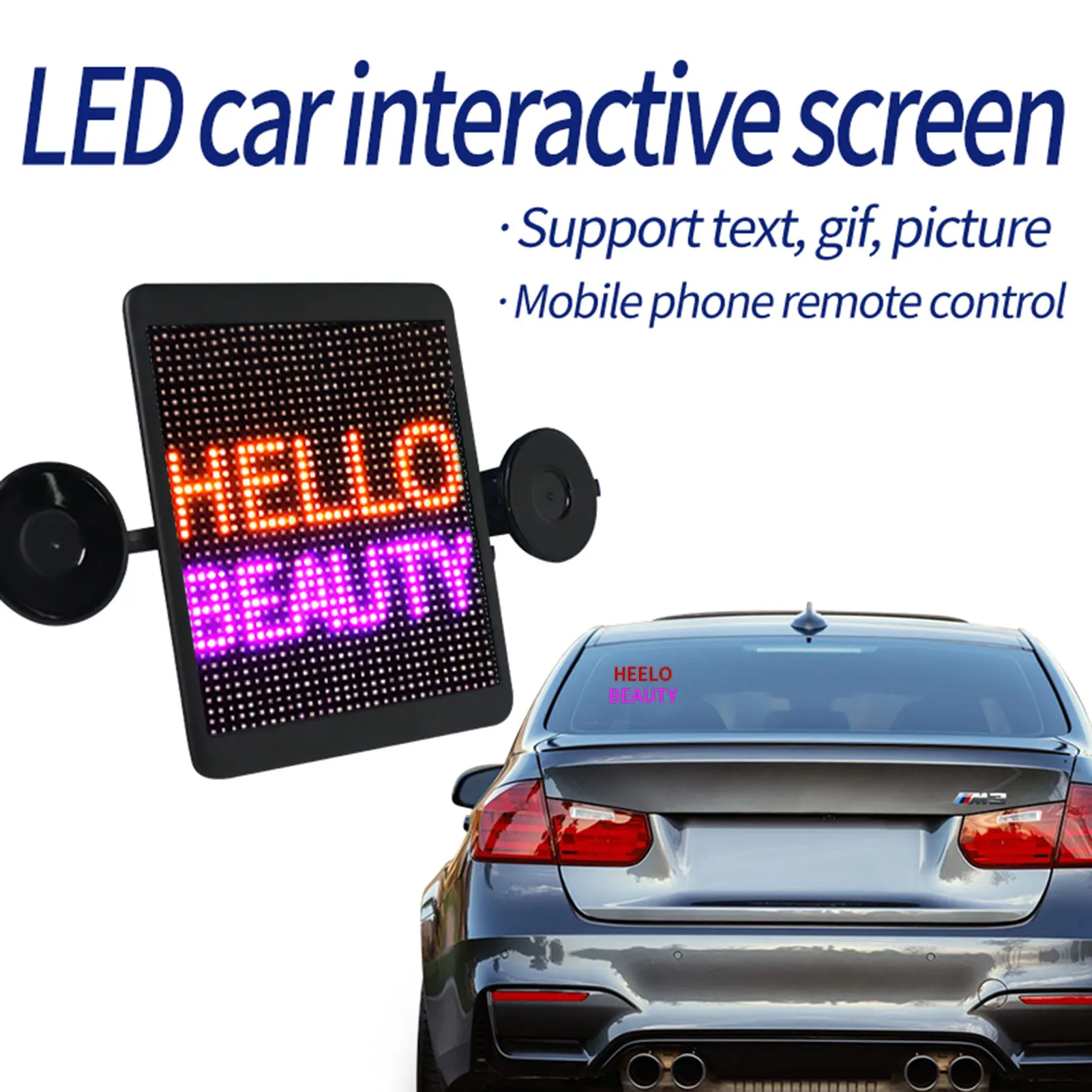 

8.4X7.6" Car DIY LED Display HD Bluetooth Voice ADs Display Programmable Scrolling Message Board Edit picture GIF text Display