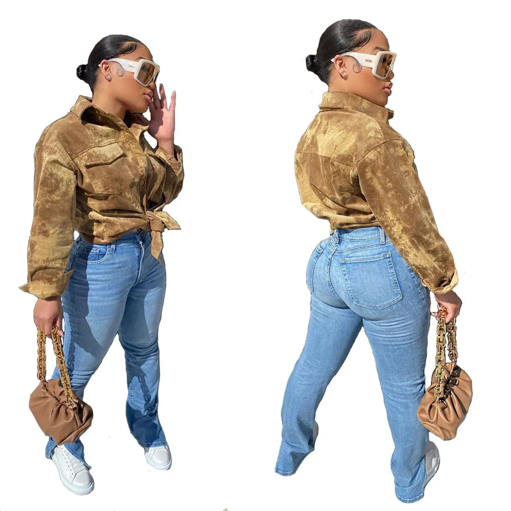 

Fall 2020 new fashion solid color casual women's shirt loose Lapel long sleeve top T-shirt