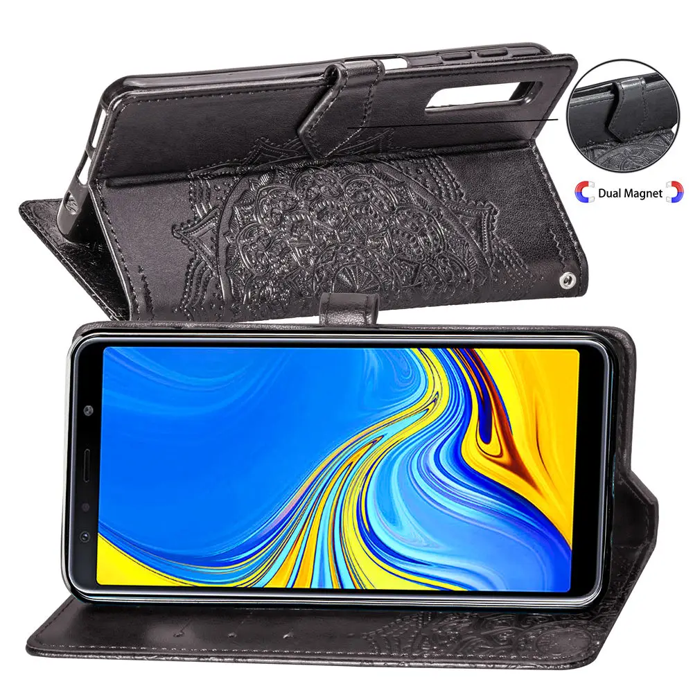 Кожаный чехол для Samsung Galaxy A8 A6 Plus A9 A7 2018 A5 A3 2017 A2 Core книжка с откидной крышкой A50 A51 A71